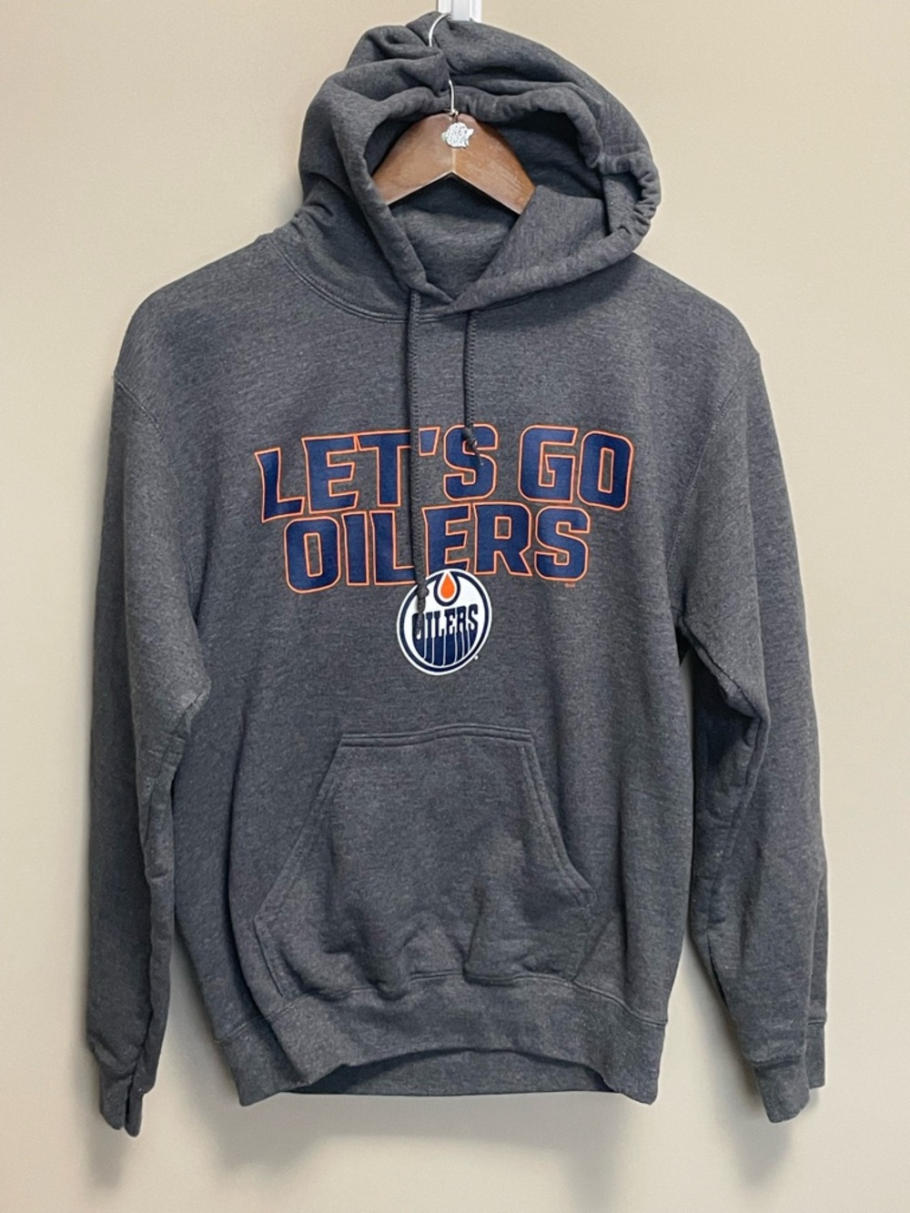 Edmonton Oilers NHL Charcoal Grey Hoodie Size Small